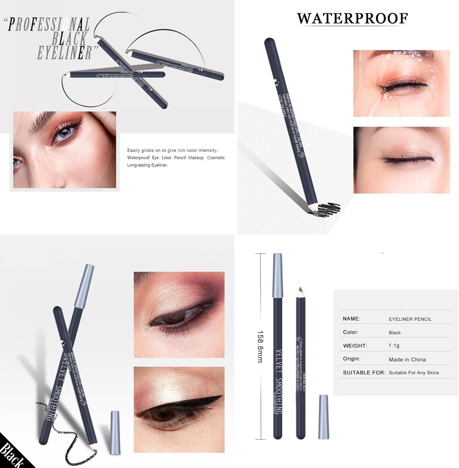 Eyes Makeup Set with Eyeshadow Palette Eyeliner Pencil Eyebrow Pencil Mascara and Makeup Brushes All in One Beauty Cosmetic for Essential Starter