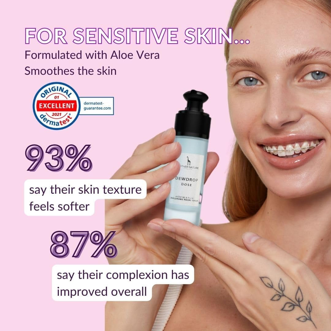 Hyaluronic Acid Serum with ORGANIC Aloe Vera - NATURAL COSMETICS VEGAN - Highly Concentrated - 30Ml - Intensive, Moisturising Face Care