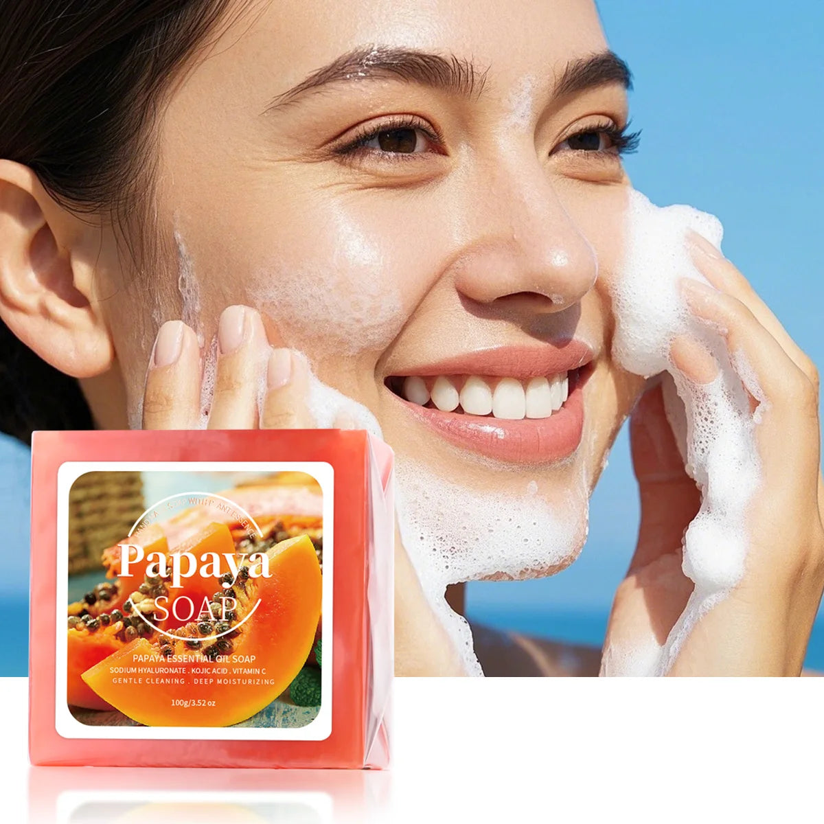 100g B+ Papaya Extract Nourishing Handmade Soap Deep Cleansing