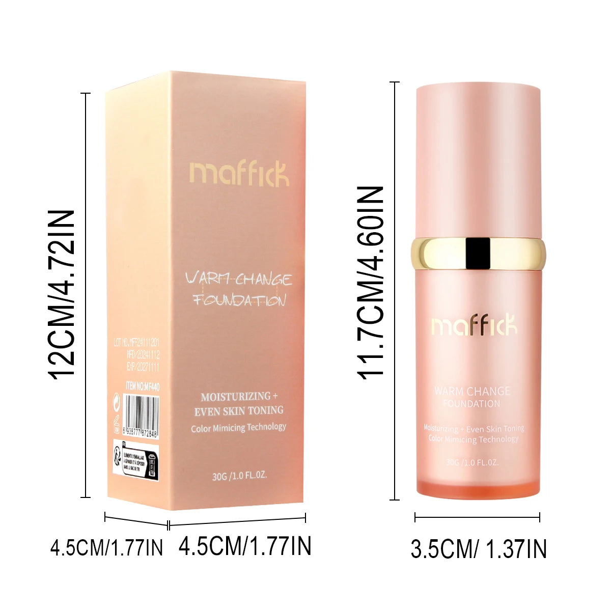 Color Changing Foundation 4 in 1 Moisturizing SPF 30+ Hydrating