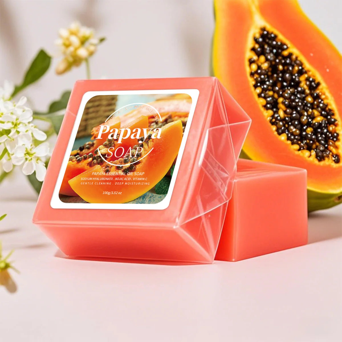 100g B+ Papaya Extract Nourishing Handmade Soap Deep Cleansing