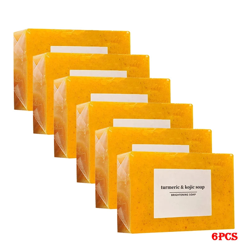 1/2/4/6Pcs Turmeric Kojic Acid Handmade Soap Scrub for Exfoliation