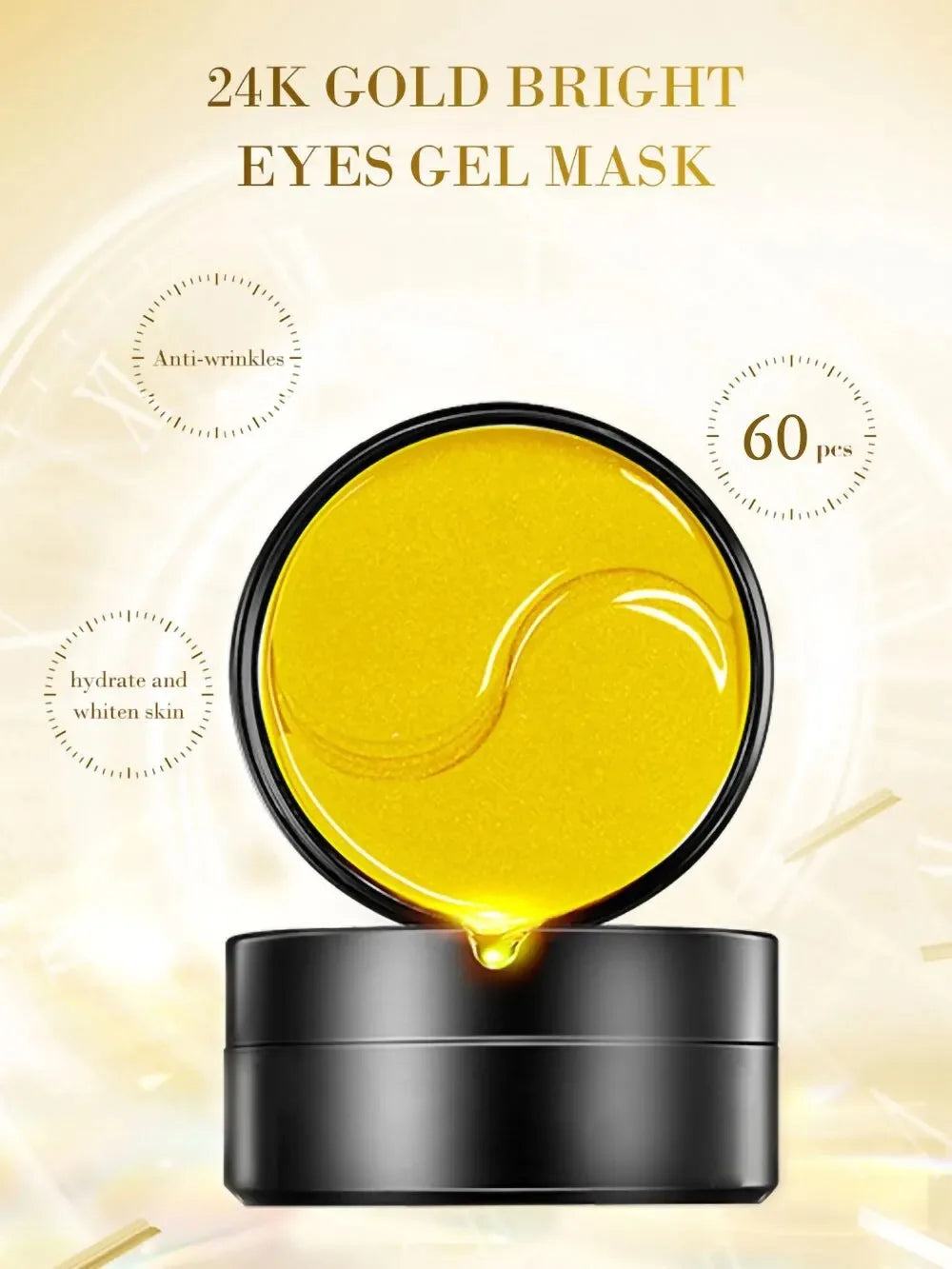 60pcs Golden Moisturizing Eye Mask Relieve Eye Fatigue Nourish