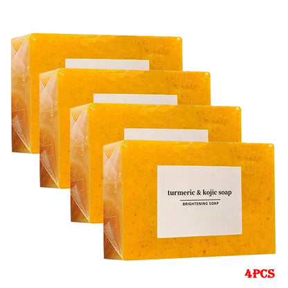 1/2/4/6Pcs Turmeric Kojic Acid Handmade Soap Scrub for Exfoliation