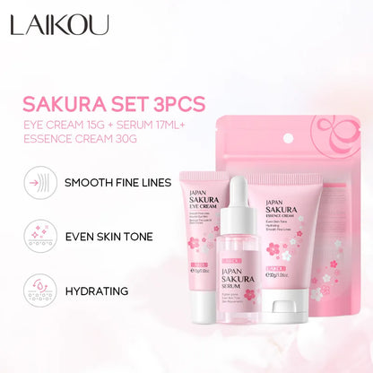 3pcs/set LAIKOU Vitamin C 24K Golden Sakura Skin Care Sets