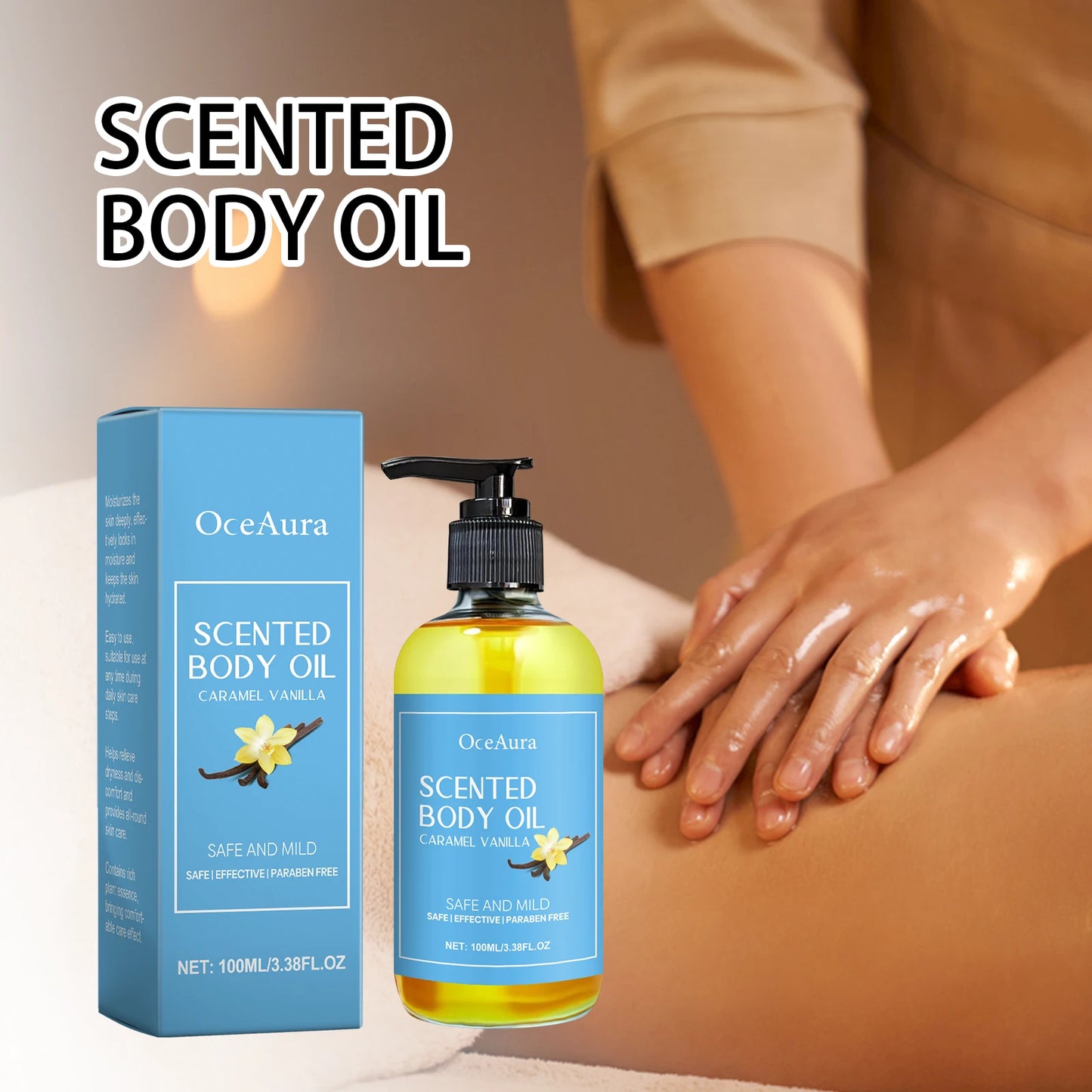 Caramel Vanilla Body Massage Oil Improve Moisturizing Relieve