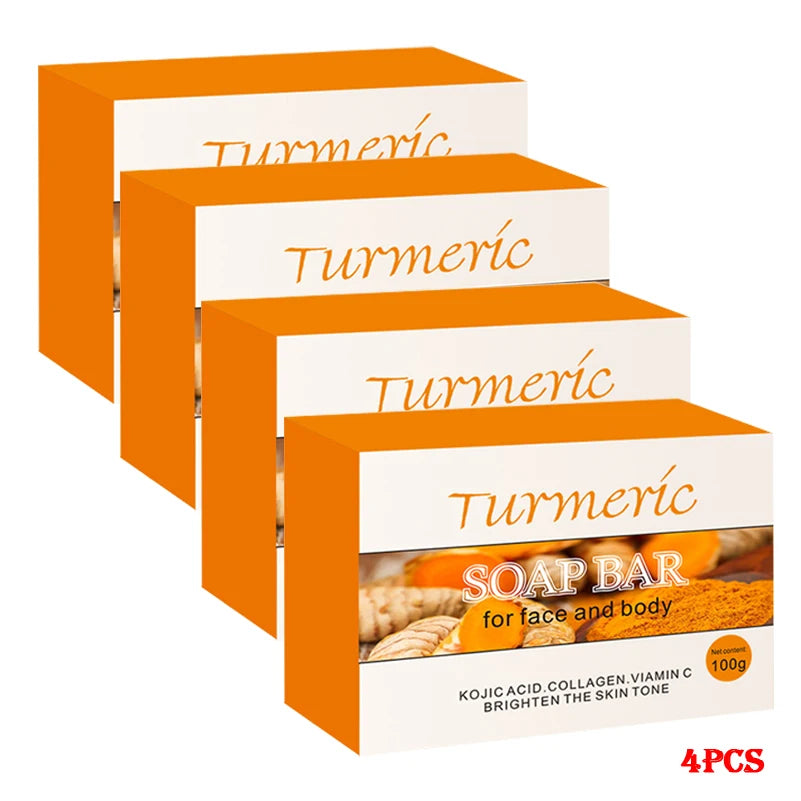 1/2/4/6Pcs Turmeric Kojic Acid Handmade Soap Scrub for Exfoliation