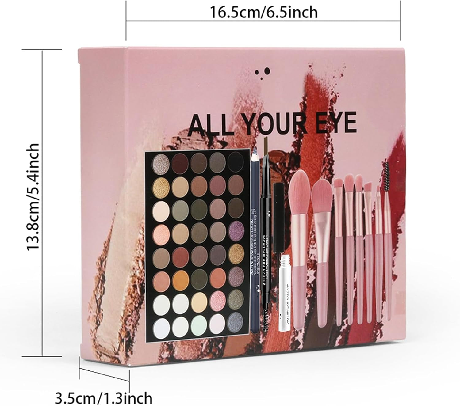 Eyes Makeup Set with Eyeshadow Palette Eyeliner Pencil Eyebrow Pencil Mascara and Makeup Brushes All in One Beauty Cosmetic for Essential Starter