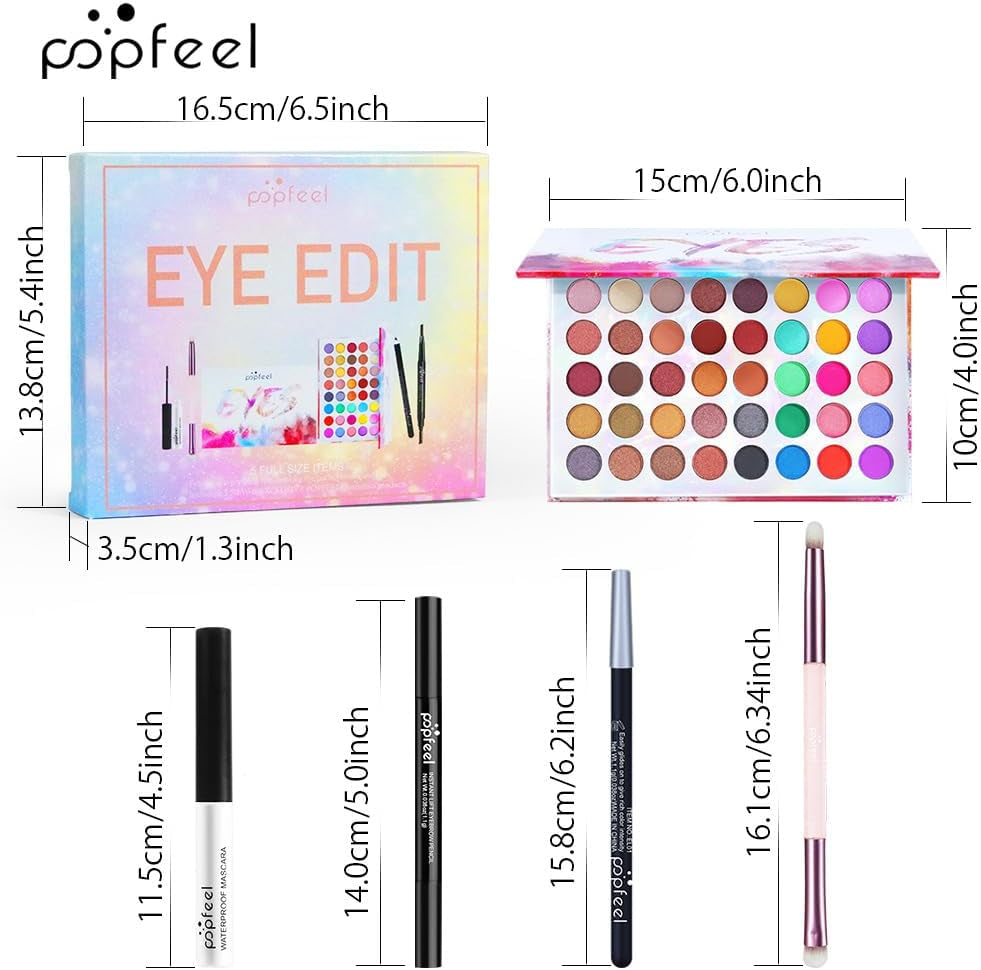 Eye Makeup Boxed Gift Set - Matte N Shimmering Eyeshadow, Mascara, Eyebrow Pencil, Eyeliner Pencil, Eye Makeup Brushes, Etc (Eye Edit)