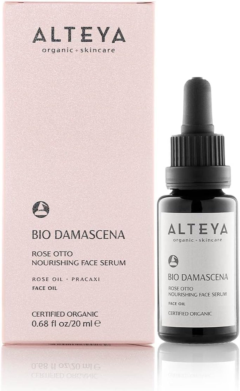 Organic Nourishing Face Serum 20 Ml - USDA Certified Organic Pure Natural Bio Face Serum Based on Therapeutic Grade Bulgarian Rose Essential Oil (Rosa Damascena)