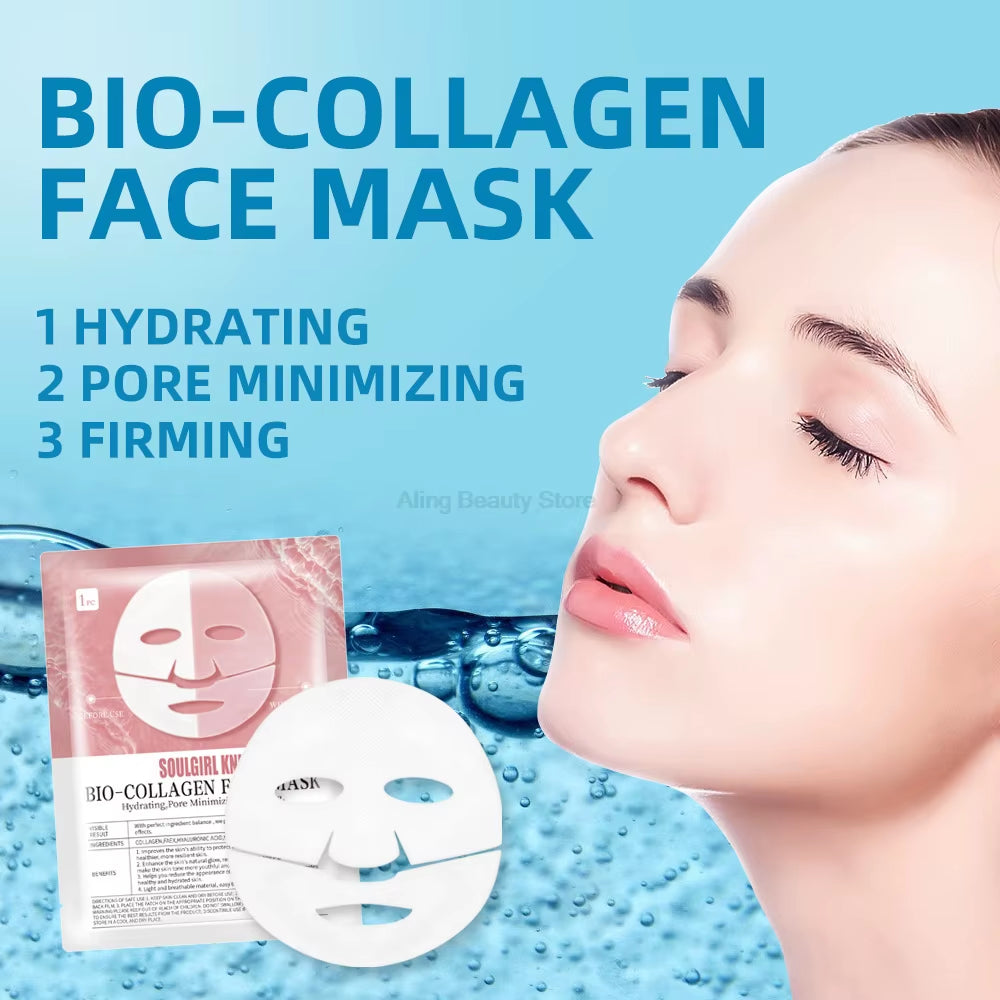 5PCS Absorbable Bio-Collagen Face Mask anti Aging Firming Lifting Shrink Pores Nourish Brightening Moisturizing Skin Care