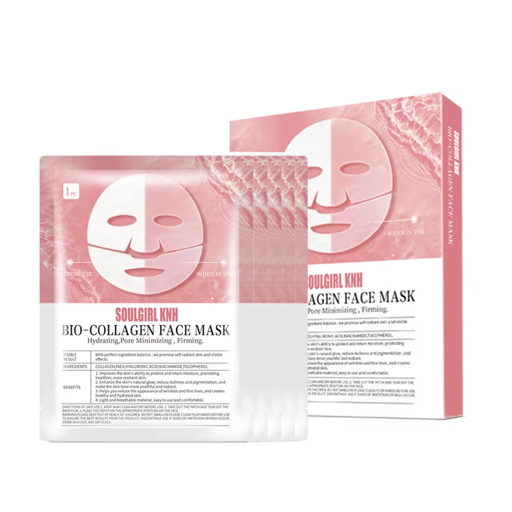5PCS Absorbable Bio-Collagen Face Mask anti Aging Firming Lifting Shrink Pores Nourish Brightening Moisturizing Skin Care
